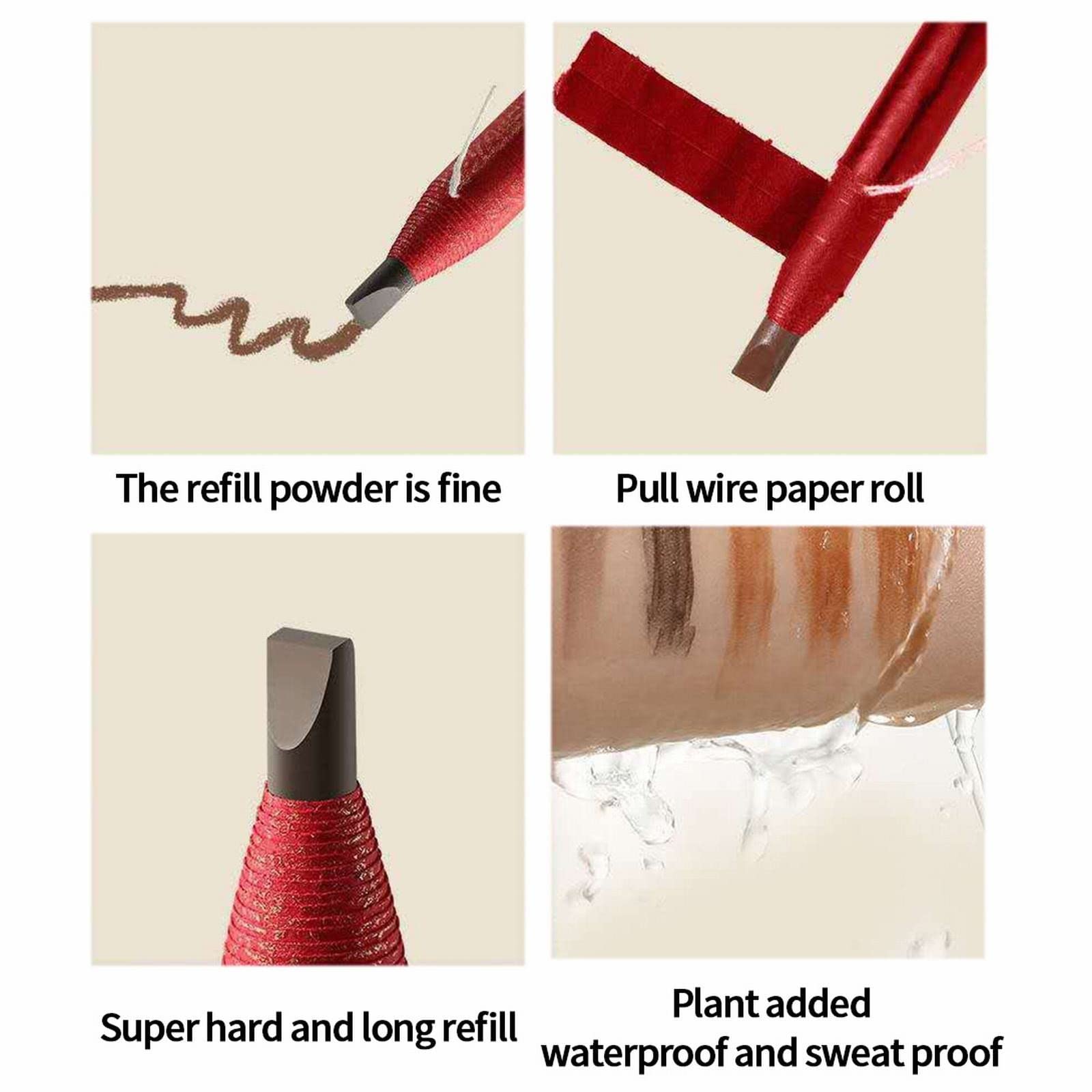 Олівець для брів Permanent Rose Wire Embroidered Водонепроникний Пудра Набір (A, Один Розмір), фото №5