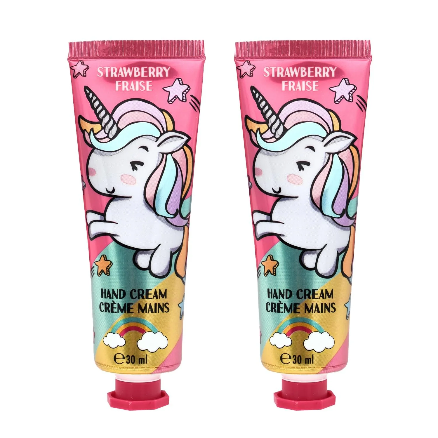 Крем для рук Unicorn Клубника 30 мл Набор из 2 шт. Увлажняющий, питательный и быстро впитывающийся. Для детей, подростков и взрослых. Дорожный размер, фото №1