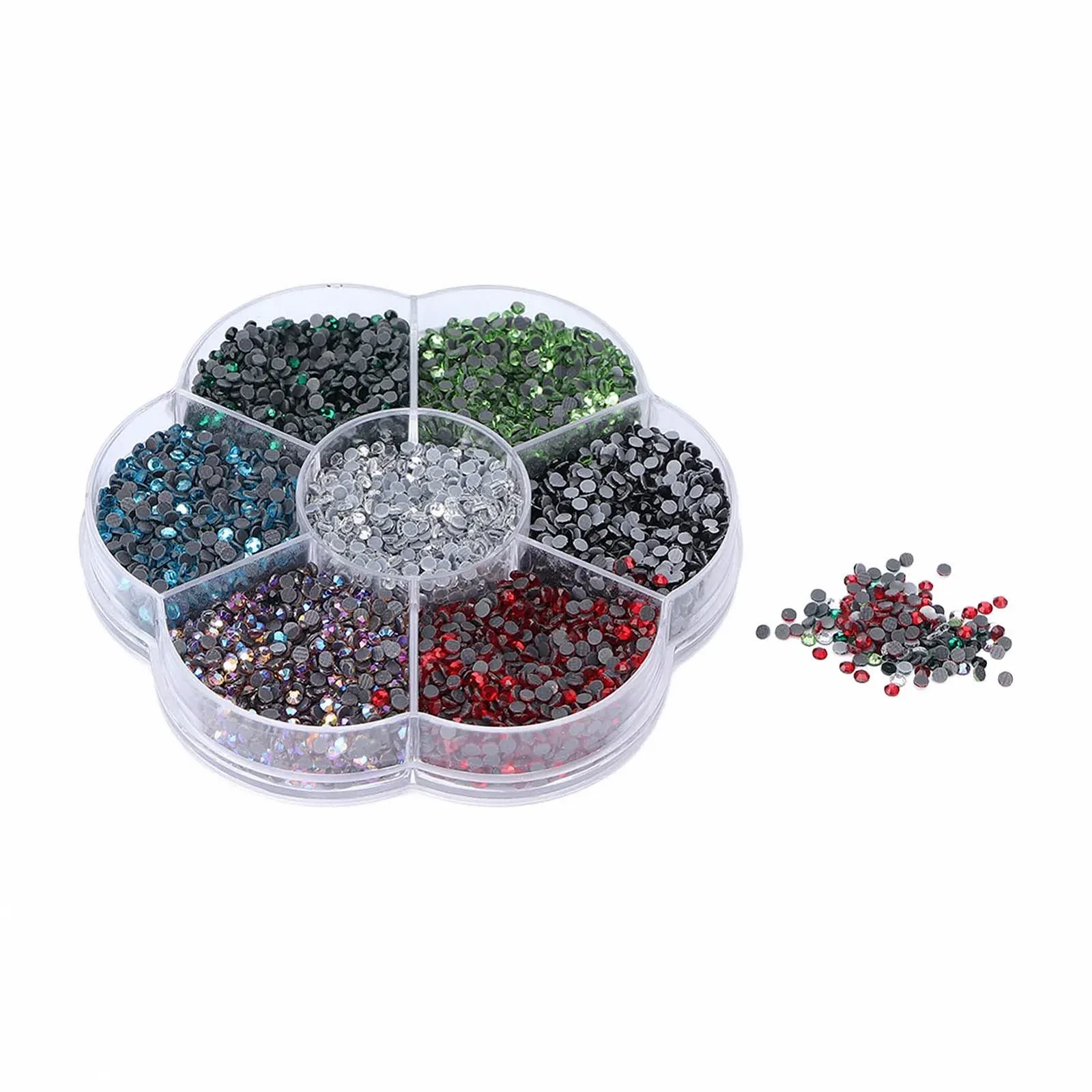 Стрази Плоскі Стрази 10080 шт, Райдужні круглі намистини 7 кольорів Скляні, фото №3 Стрази Плоскі Стрази 10080 шт, Райдужні круглі намистини 7 кольорів Скляні, фото №3