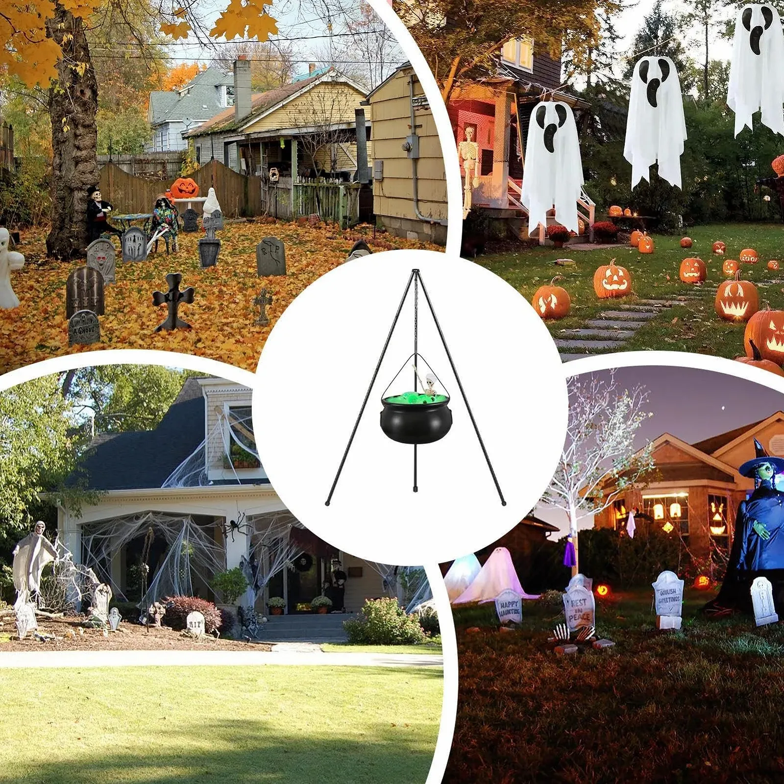 Хэллоуинский Котел Черный Пластиковый на штативе с подсветкой и черепом, фото №7 Хэллоуинский Котел Черный Пластиковый на штативе с подсветкой и черепом, фото №7