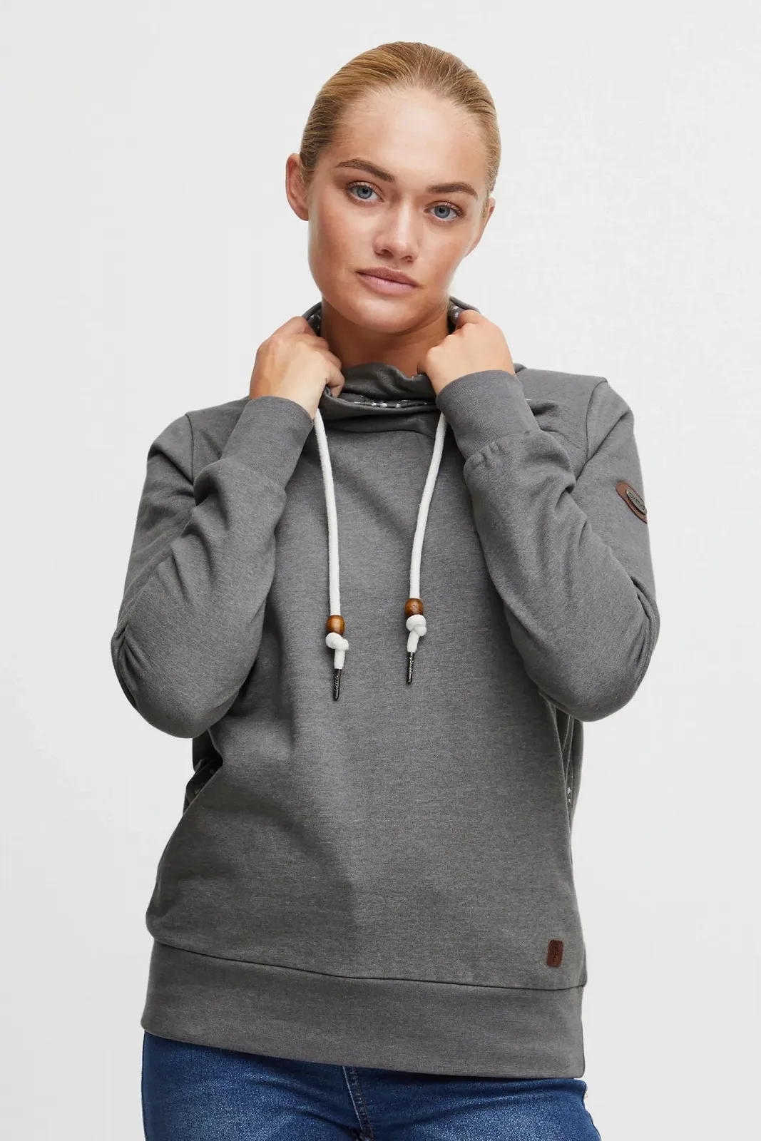 Женский длинный свитшот OXMO OXUdine Пуловер Длинный джемпер со шнурком с узором, фото №2