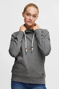 Женский длинный свитшот OXMO OXUdine Пуловер Длинный джемпер со шнурком с узором synthetic.ua - Фото 1