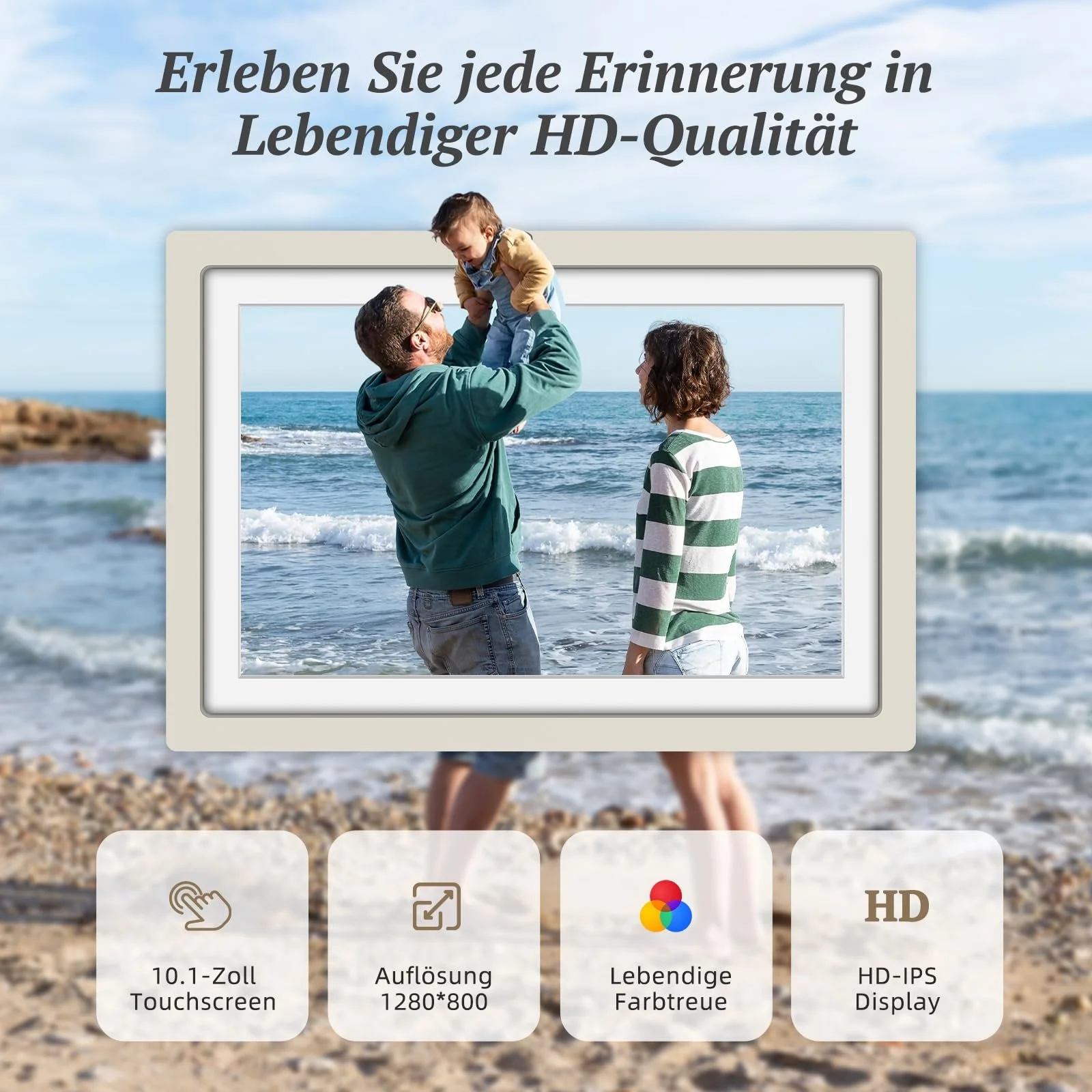 Цифровая фоторамка Apveelveer WiFi 10.1" 32 GB 1280 x 800 HD IPS Light Grey, фото №4