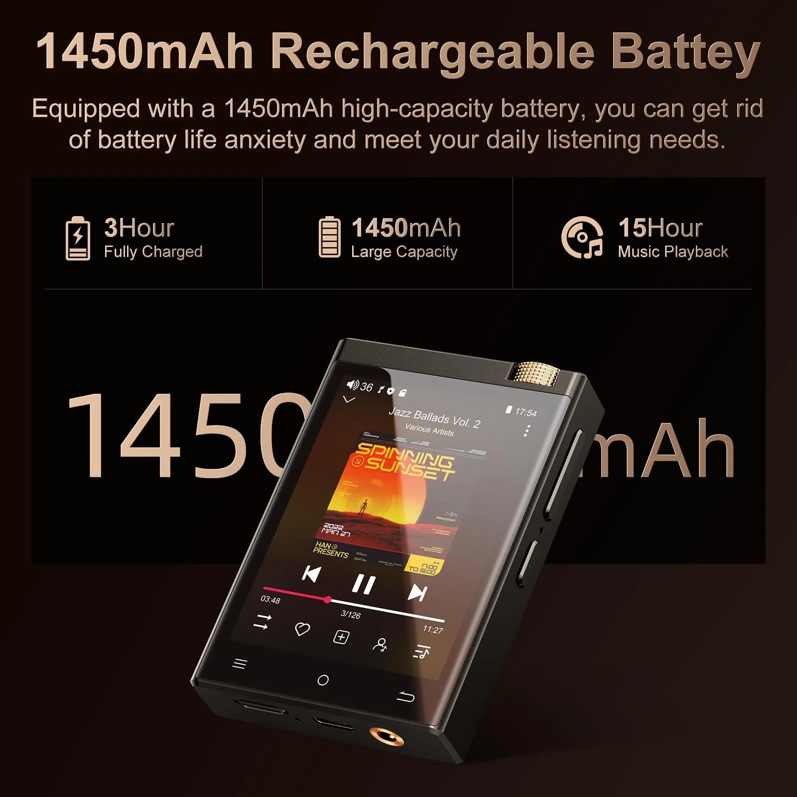 MP3 плеєр Oilsky HiFi M308 80GB Чорний, фото №6
