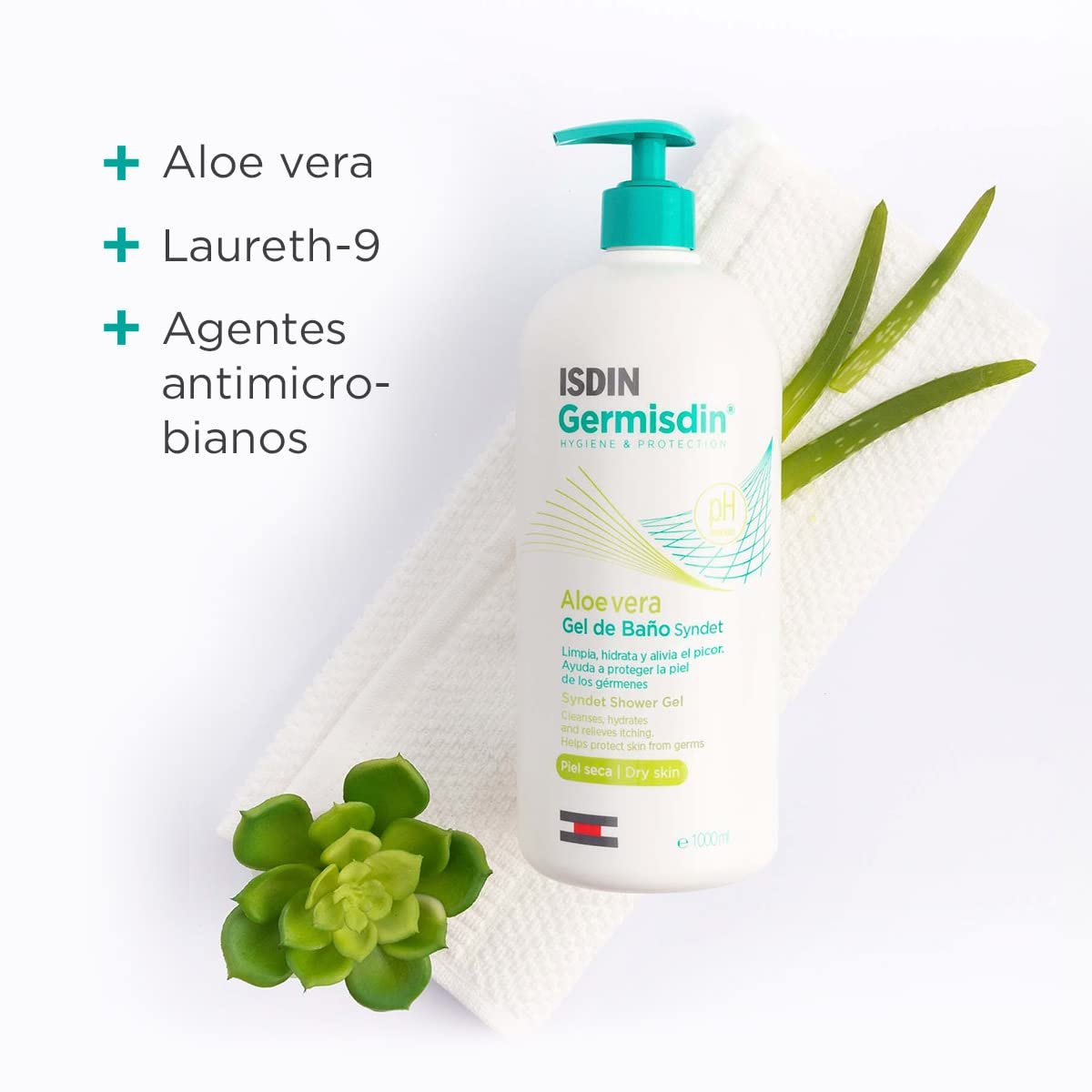Гель для душу ISDIN Germisdin Syndet Aloe Vera для сухої або сверблячої шкіри 1 л (упаковка 2 шт.), фото №3