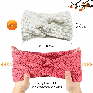 Набор из 4 вязаных вязальных повязок на голову для женщин. synthetic.ua - Фото 1