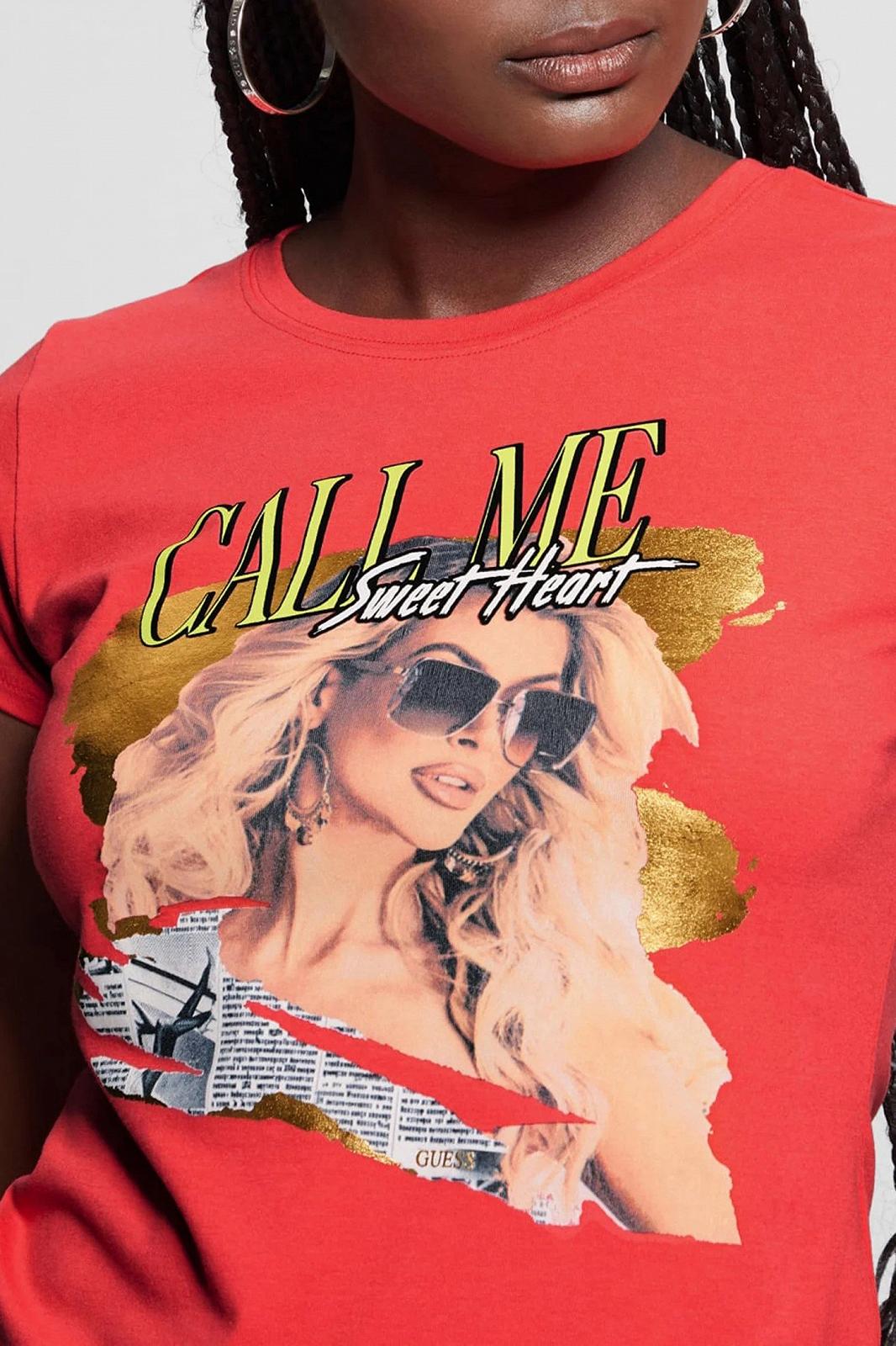 Жіноча футболка Guess Jeans, Червона, S, фото №3