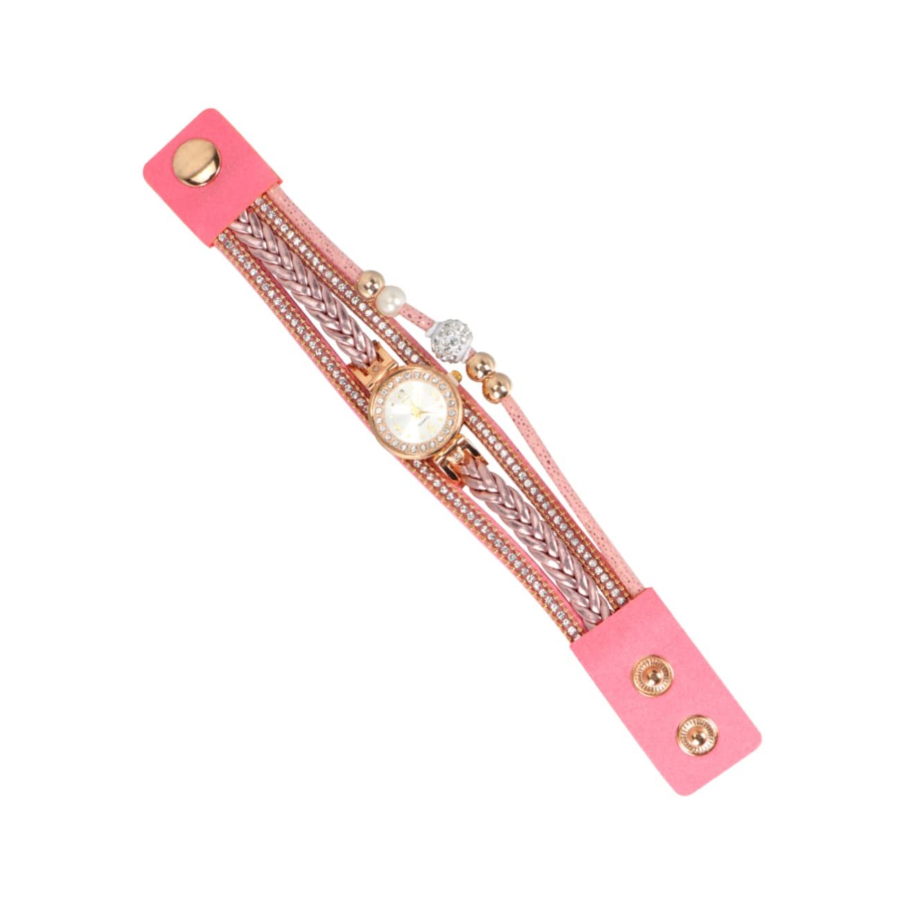 Кварцевые часы PartyKindom Женские Плетеный Браслет Розовый Модный, фото №1