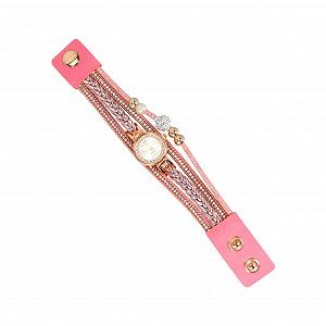 Кварцевые часы PartyKindom Женские Плетеный Браслет Розовый Модный - Фото 1