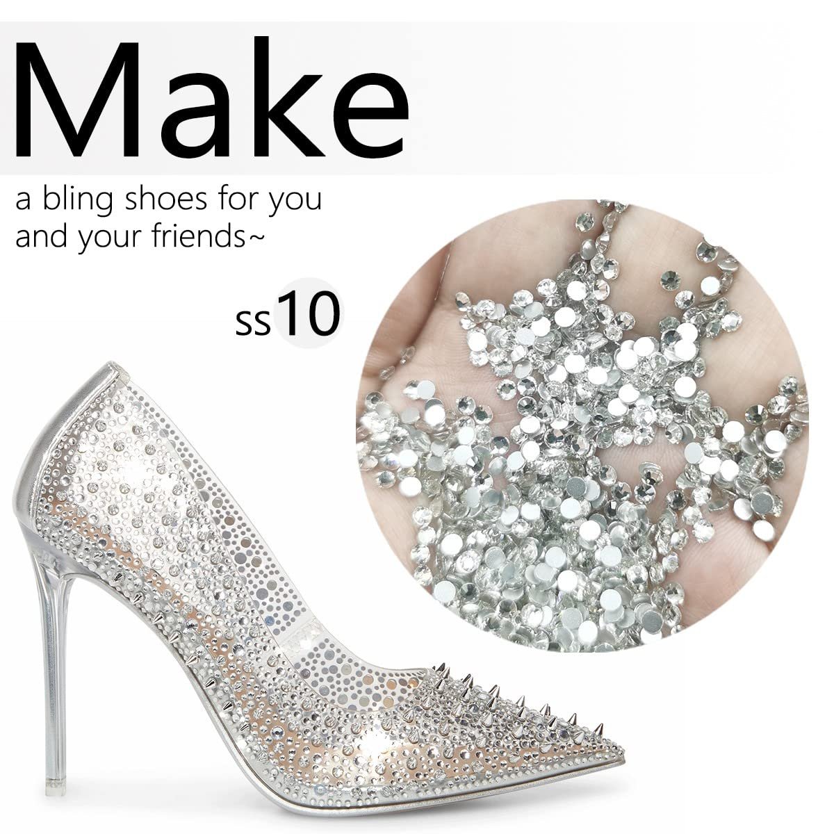 Кристали Білі SS10 2.8мм 2880шт Плоскі K9 Скло Круглі, фото №3