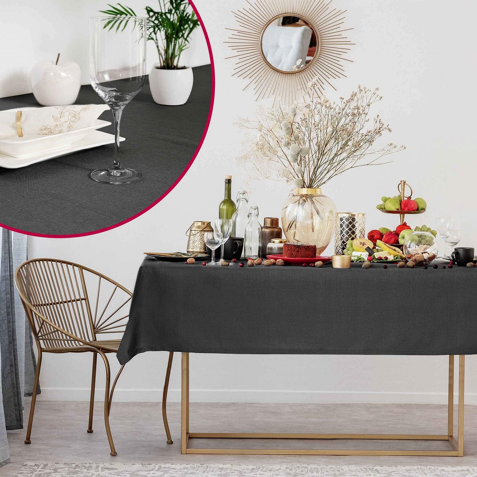 Скатертина прямокутна DecoHomeTextil TD з ефектом льону захистом від плям 160 x 110 см, фото №4
