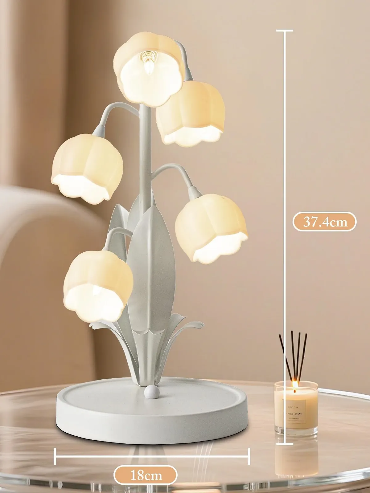 Настільна лампа WLHONG Flower 5 лілій LED вінтажна 3 режими G4 Vintage Green, фото №4