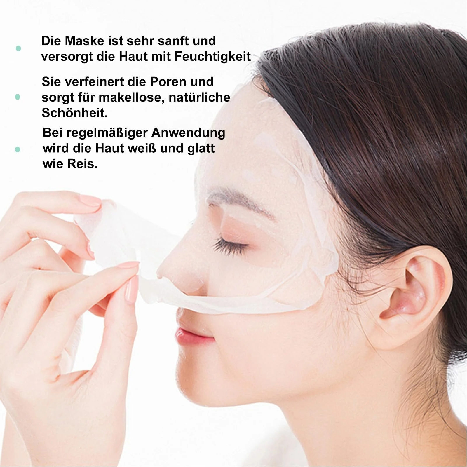 Тканинна маска для обличчя з екстрактом рису, 6 шт. Зволожуюча маска для обличчя проти старіння, фото №4