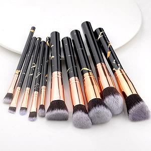 Набор кистей для макияжа Marbling Cosmetic Powder, Eyeshadow, Foundation, Blush, Beauty Makeup Brushes, 10 штук, черный - Фото 1