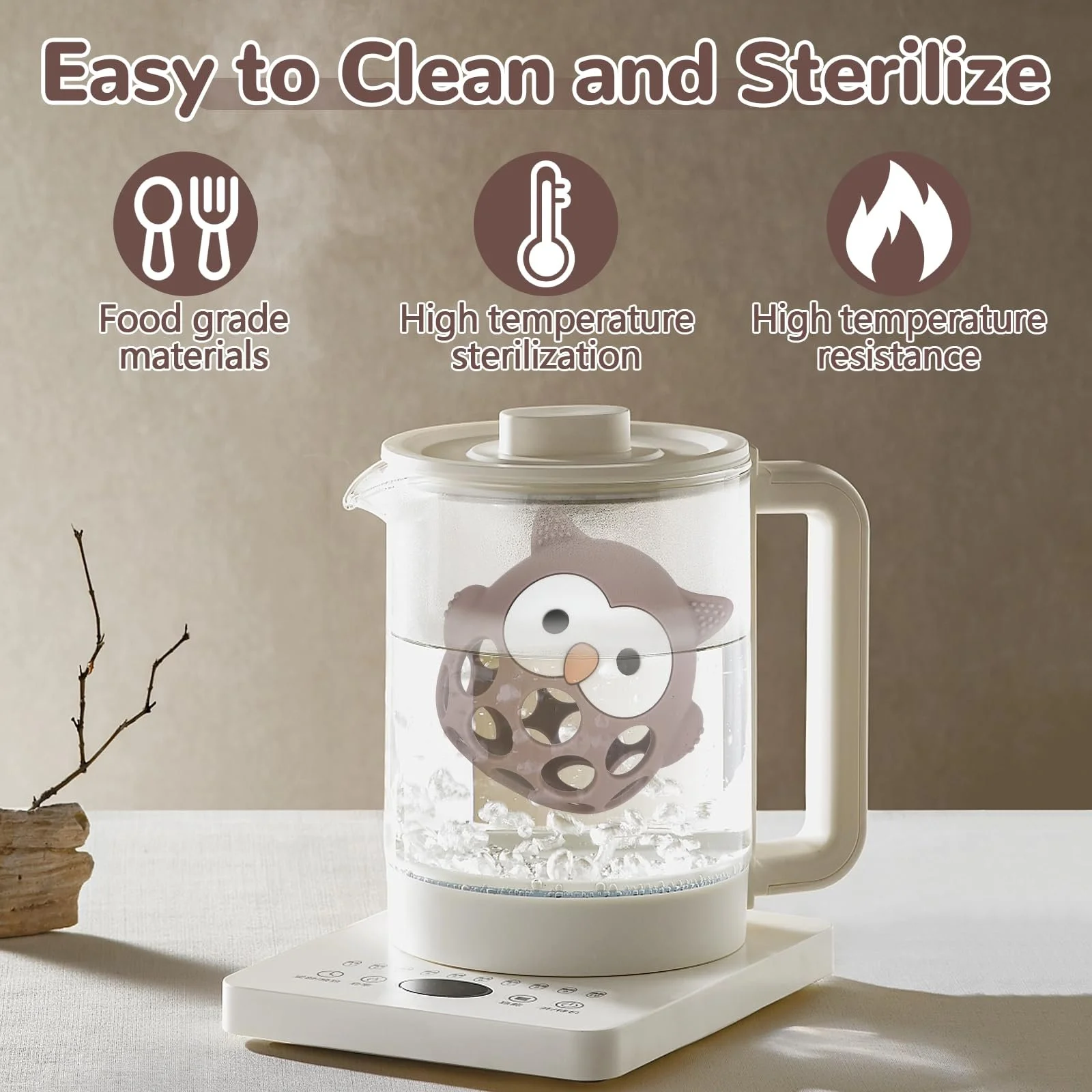 Прорізувач для зубів Zikenis Іграшка для малюків М'яч для хапання Коричневий, фото №5 Прорізувач для зубів Zikenis Іграшка для малюків М'яч для хапання Коричневий, фото №5