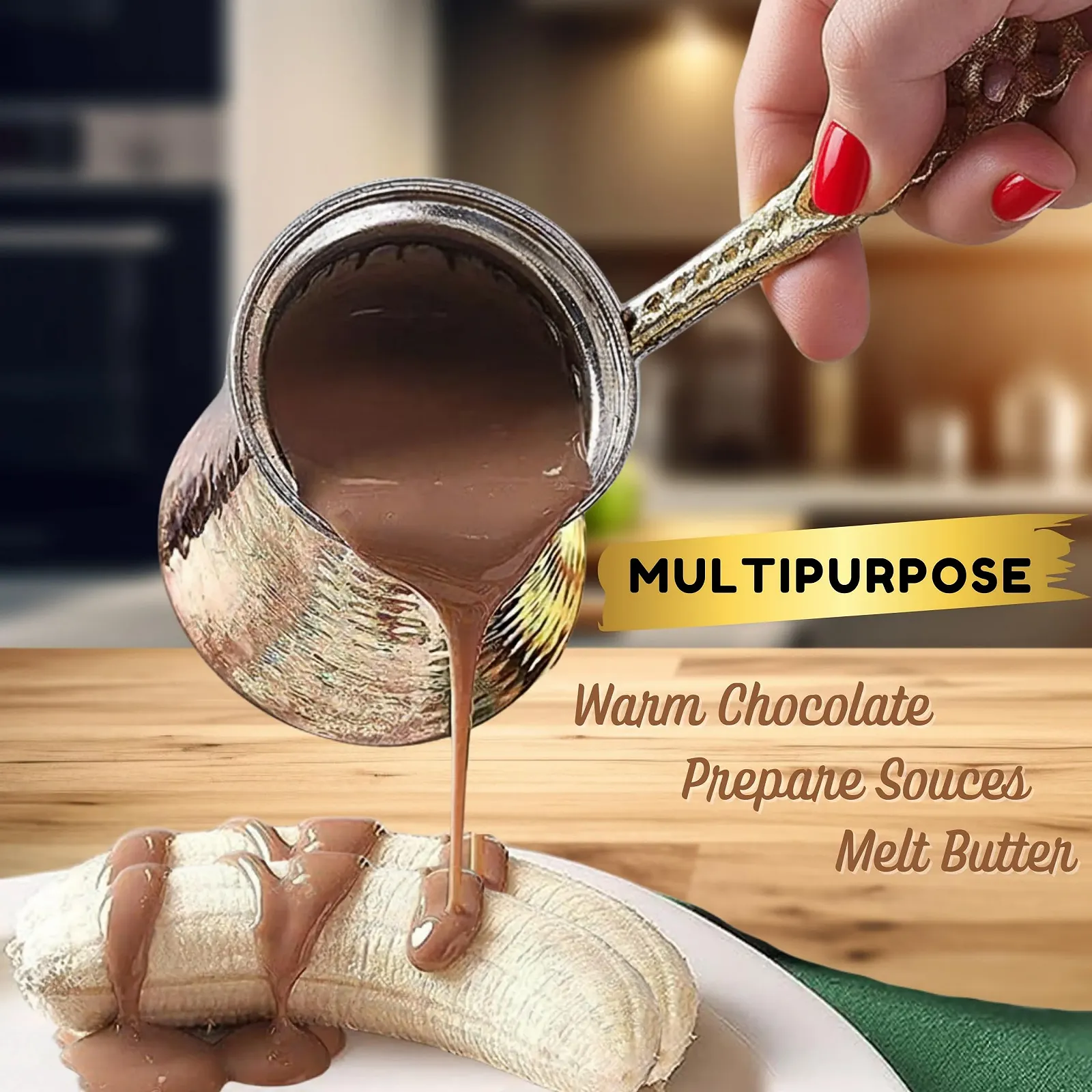 Турка мідна Premium, ручної роботи Cezve, глечик для турецької, арабської, грецької кави (300 мл), фото №3