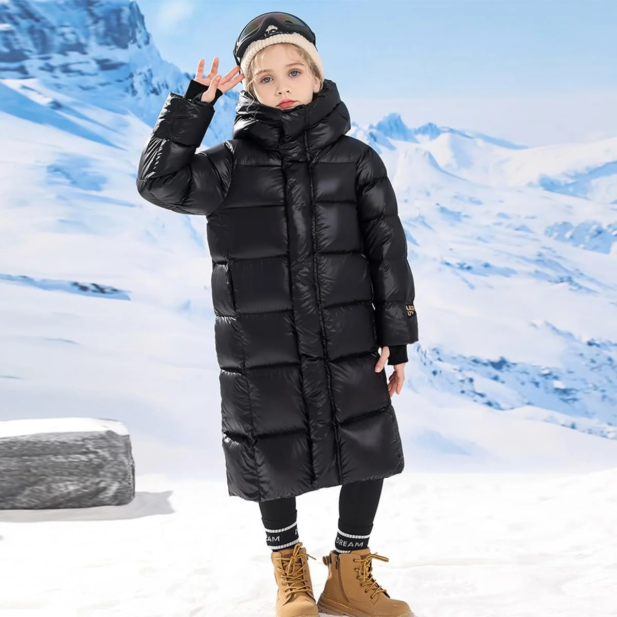 Зимняя куртка Tilozs для девочек, дышащая, утолщенная, теплая, ветрозащитная, удлиненная, с меховым капюшоном, парка, фото №2