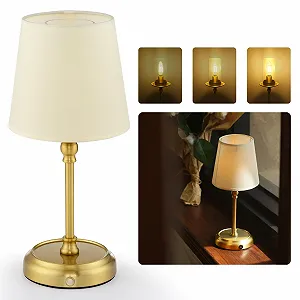 Настільна лампа приліжкова акумуляторна бездротова 5200 mAh із лампочкою Золотиста - Фото 1