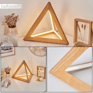 Настільна лампа Huanchillas LED сучасна дерево/пластик скандинавський дизайн вимикач на кабелі 27 Вт 35 см натуральна/біла synthetic.ua - Фото 1