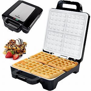 Вафельница Syntrox Germany XLC 1600 Вт для 4 бельгийских вафель, керамическое покрытие, черный/нержавеющая сталь - Фото 1