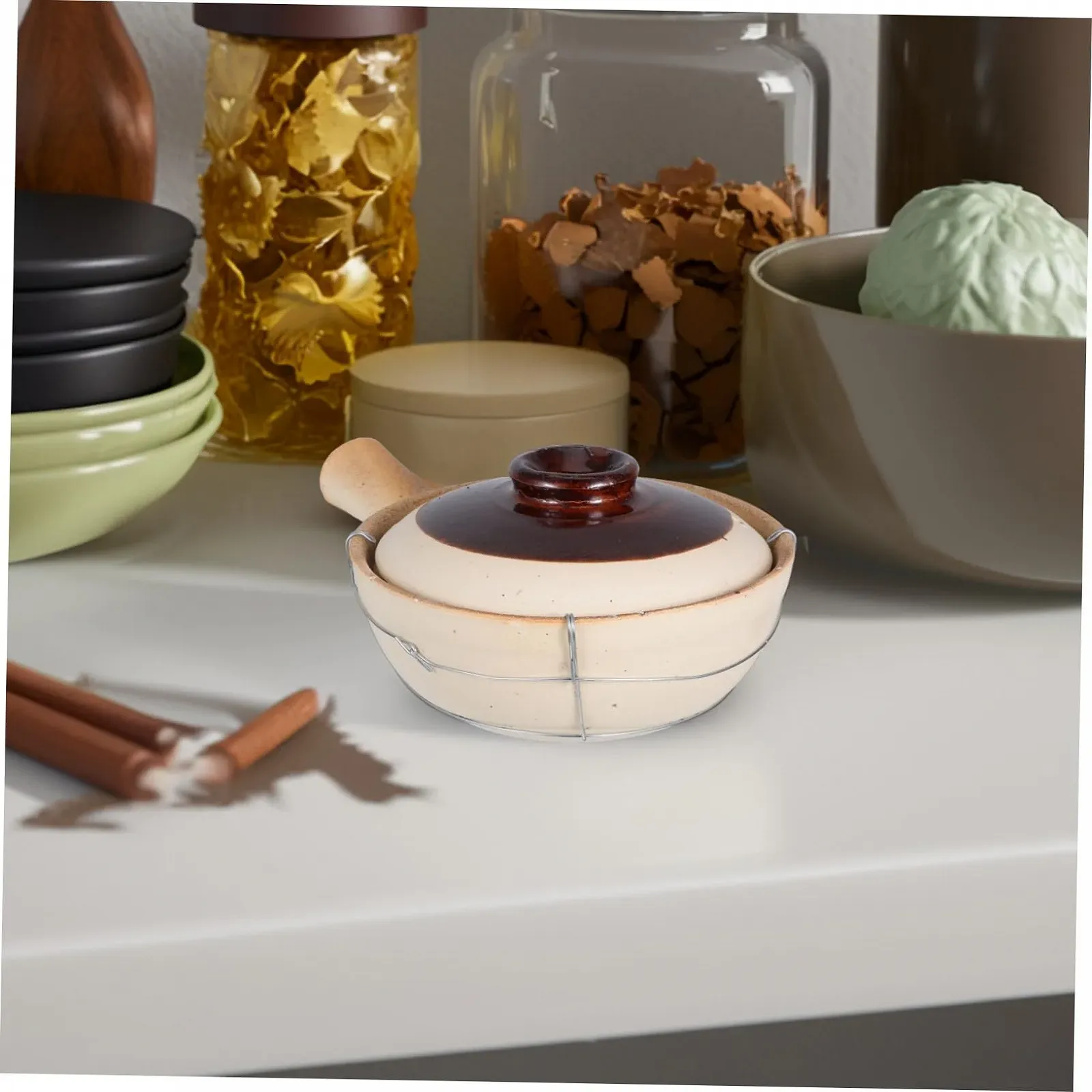 Горшок глиняный с крышкой для бибимбапа и тушения керамический, фото №5