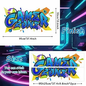 Наклейка на стіну KAIRNE 3D Gamer Zone 95 x 50 см Кольорова synthetic.ua - Фото 1