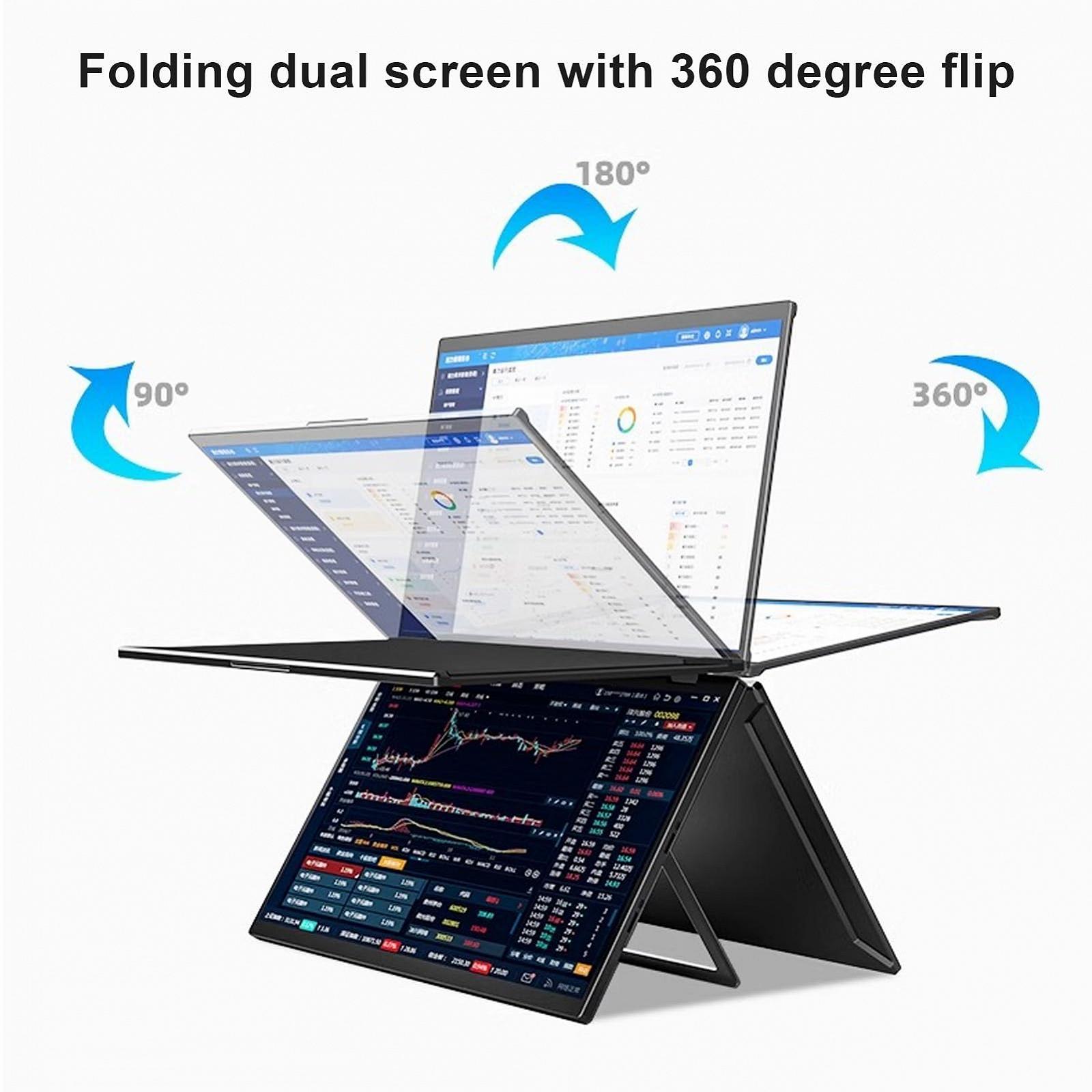 Двойной дисплей Laptop 15.6 дюймов 1080P FHD IPS складной портативный с подставкой 360° Flip USB C, фото №5
