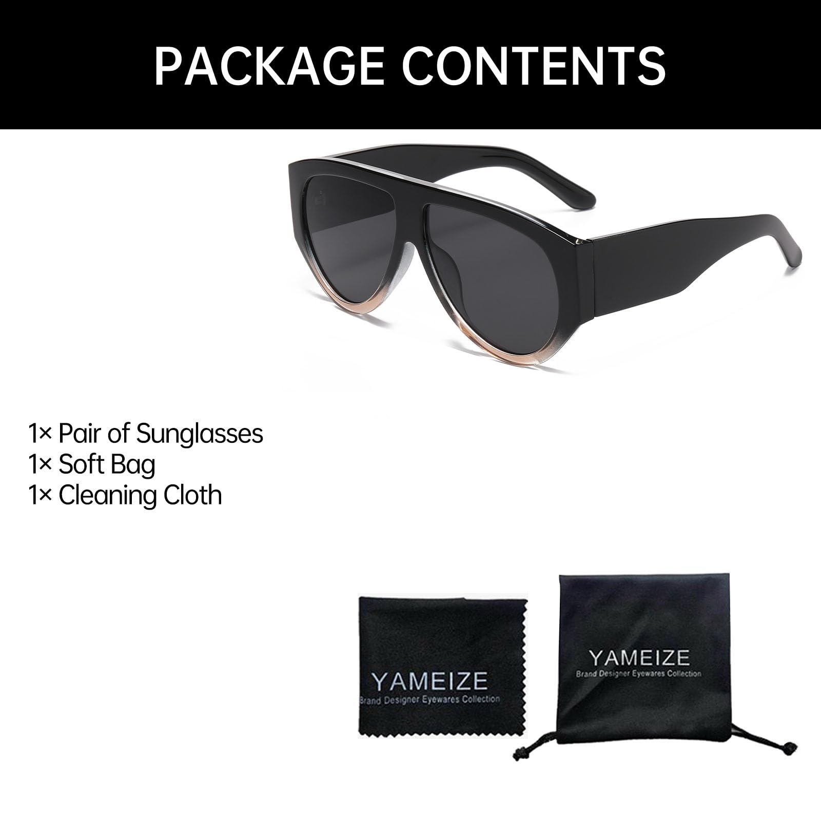 Сонцезахисні окуляри Авіатор YAMEIZE для чоловіків та жінок, великі, вінтажні, квадратні, з великою товстою оправою, захист UV400, фото №6 Сонцезахисні окуляри Авіатор YAMEIZE для чоловіків та жінок, великі, вінтажні, квадратні, з великою товстою оправою, захист UV400, фото №6