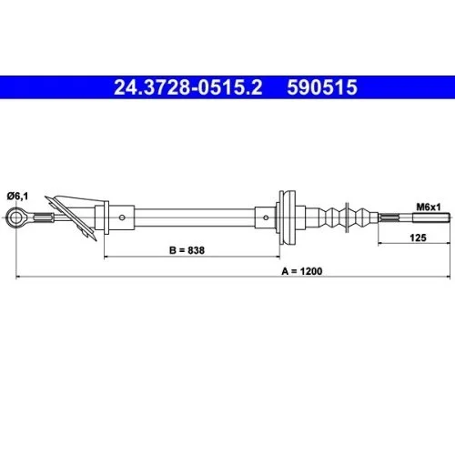 Трос зчеплення ATE 24.3728-0515.2 для CITROËN FIAT PEUGEOT, фото №1