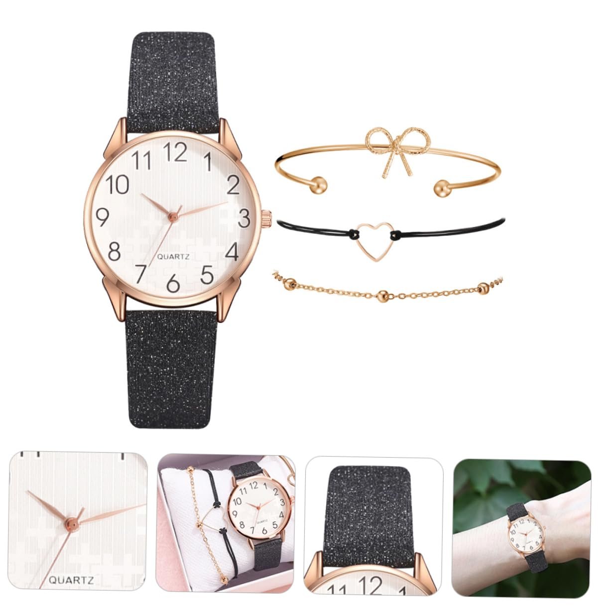 Наручний годинник PartyKindom Жіночий набір з браслетом Класичний PU браслет, фото №3
