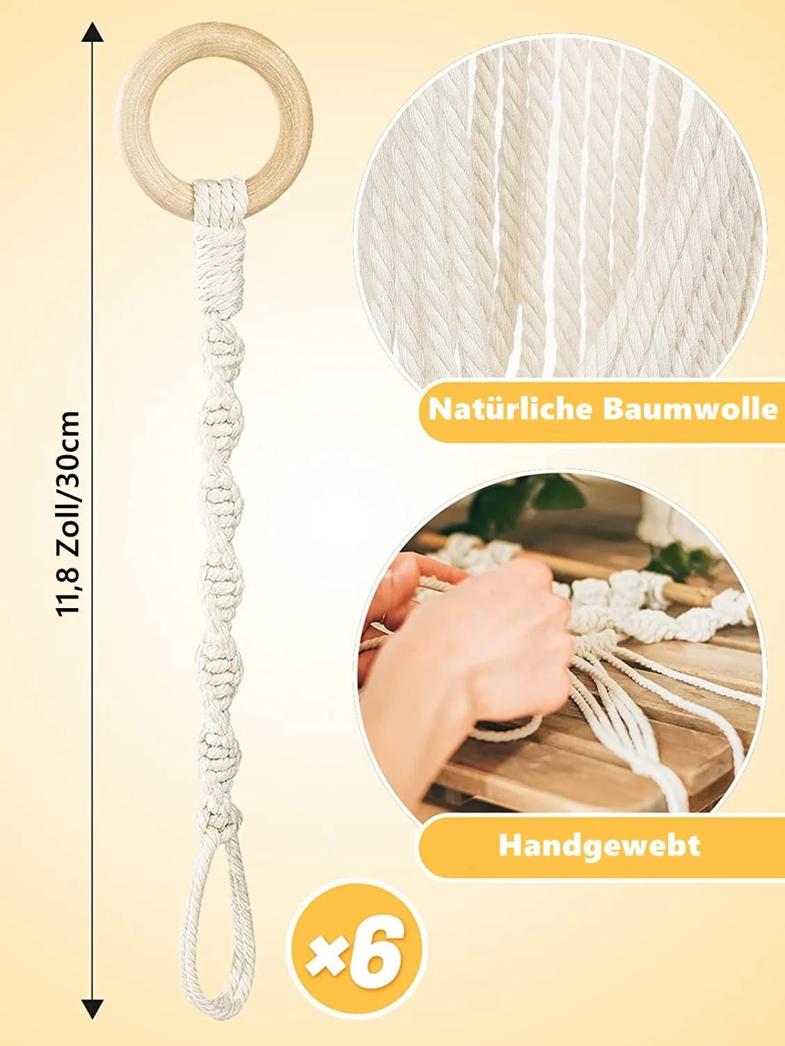 Подовжувач для макраме-підвісу Бавовняна мотузка 30 см для квіткового горщика, фото №6 Подовжувач для макраме-підвісу Бавовняна мотузка 30 см для квіткового горщика, фото №6