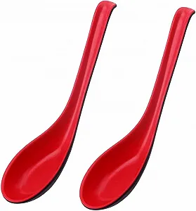 Ложка для супа Red Китайский вонтон соба рис фо лапша рамен красный и черный (2 шт) - Фото 1