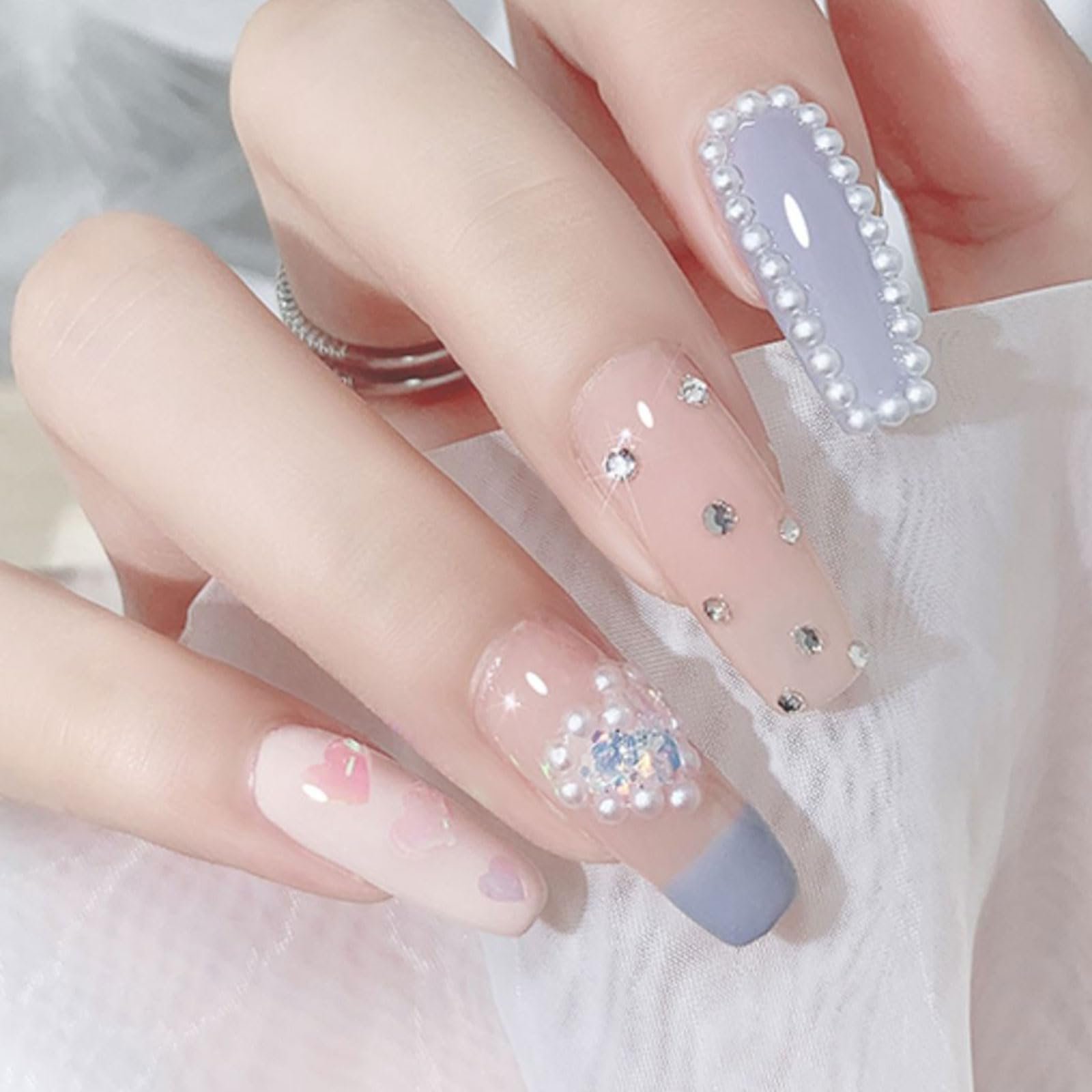 Стразы и бусины для дизайна ногтей, 2 коробки Flackback, белые бусины, украшения для дизайна ногтей, для дизайна лица, рукоделия, вечеринок, ежедневной свадьбы (узор B), фото №5