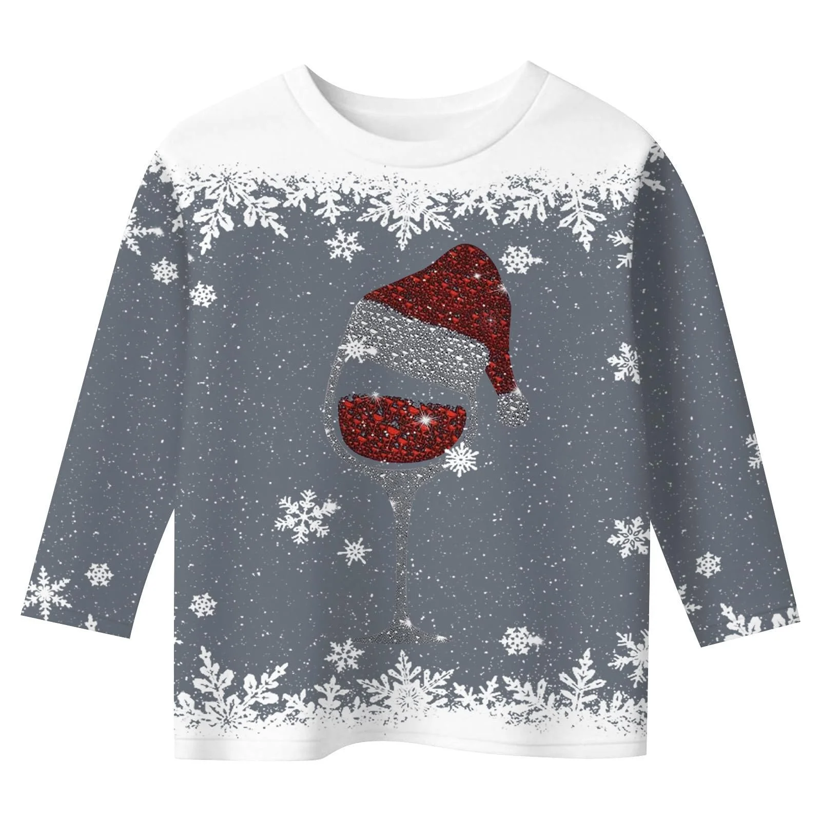 Детские светящиеся футболки с 3/4 рукавами для девочек и мальчиков, забавные рождественские графические принты, пуловер, повседневные свободные праздничные блузки, толстовка, фото №3