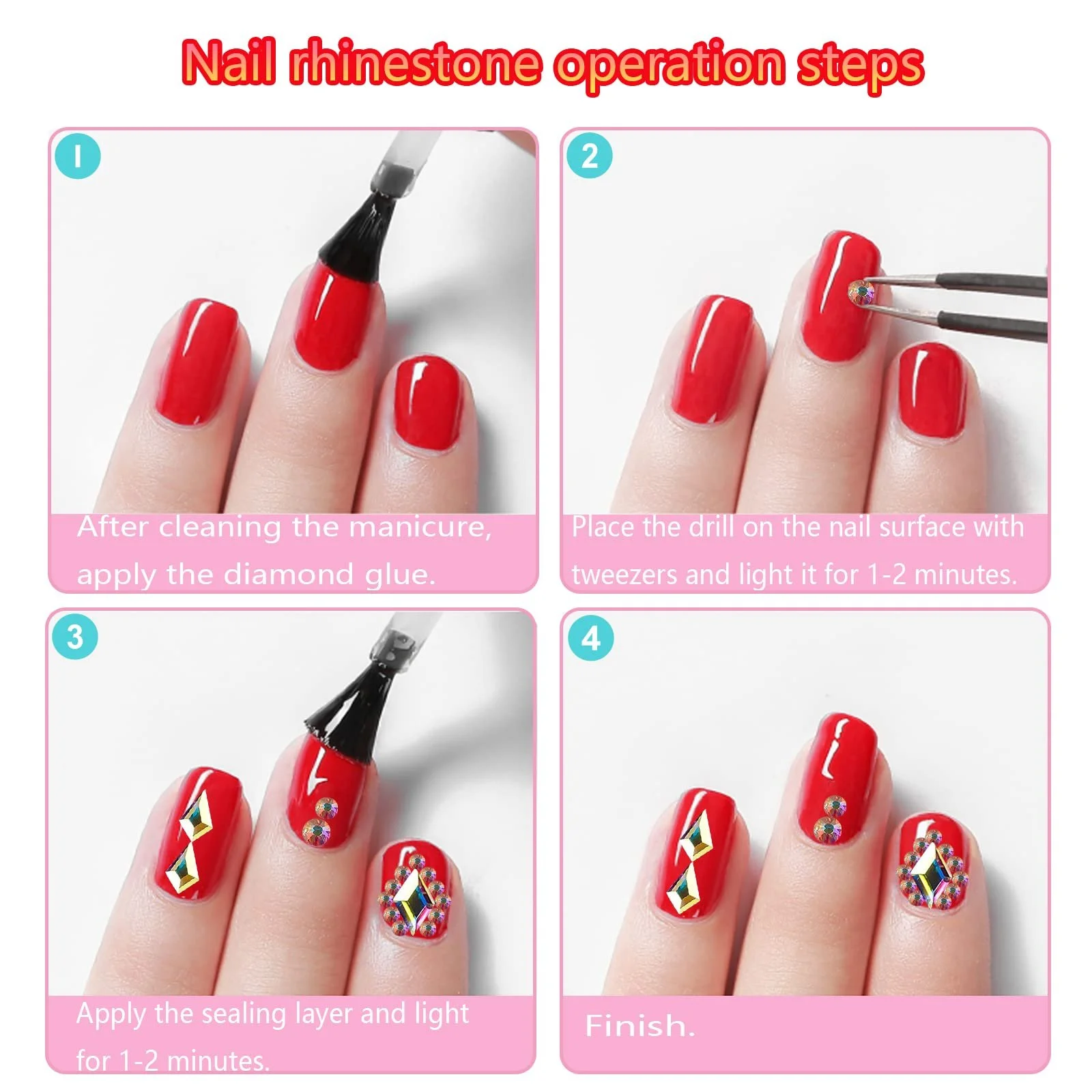 Набір страз для нігтів 3D Mix, 3100 шт, 12 видів спеціальних діамантів (600 шт.) + (2500 шт.), фото №5