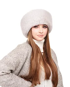 Повязка на голову Futrzane Современная Размер L, серый длинный современный synthetic.ua - Фото 1