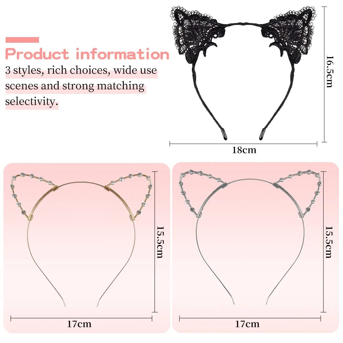Обруч Вушка кота Метал, мереживо, фото №2