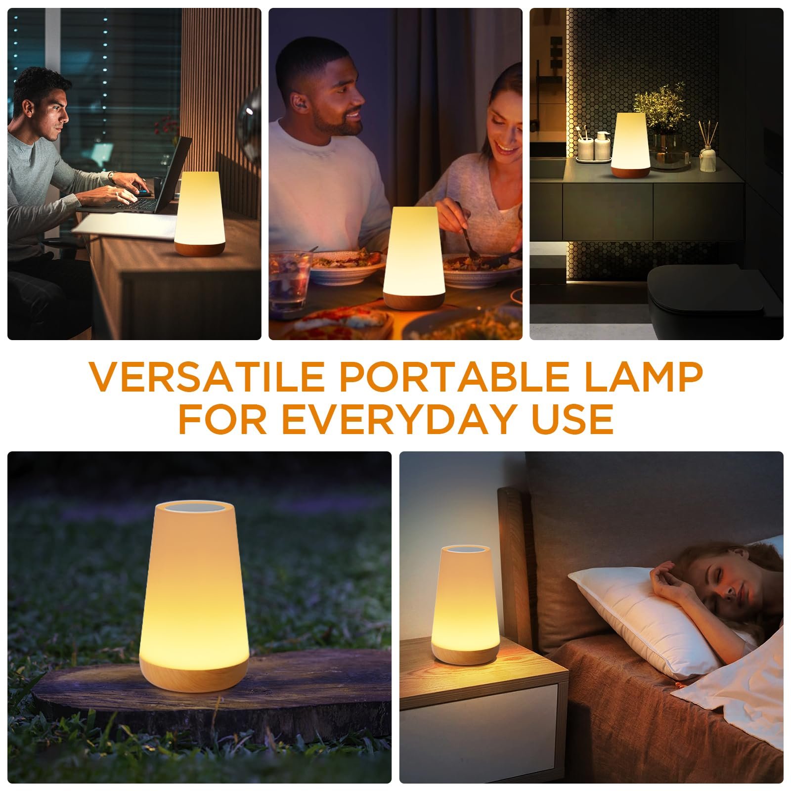 Настільна лампа Romon нічник сенсорний з регулюванням яскравості 13 кольорів LED USB акумуляторна з пультом таймер світло-коричневий, фото №6