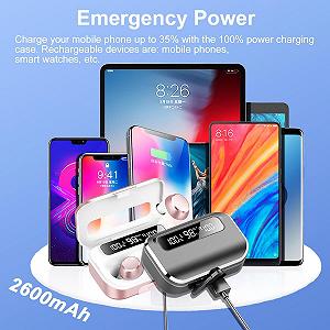 Бездротові навушники Lekaby Bluetooth 5.3, 100 годин відтворення, з 4 LED дисплеями, глибокий бас, внутрішньоканальні, з 4 мікрофонами ENC synthetic.ua - Фото 1