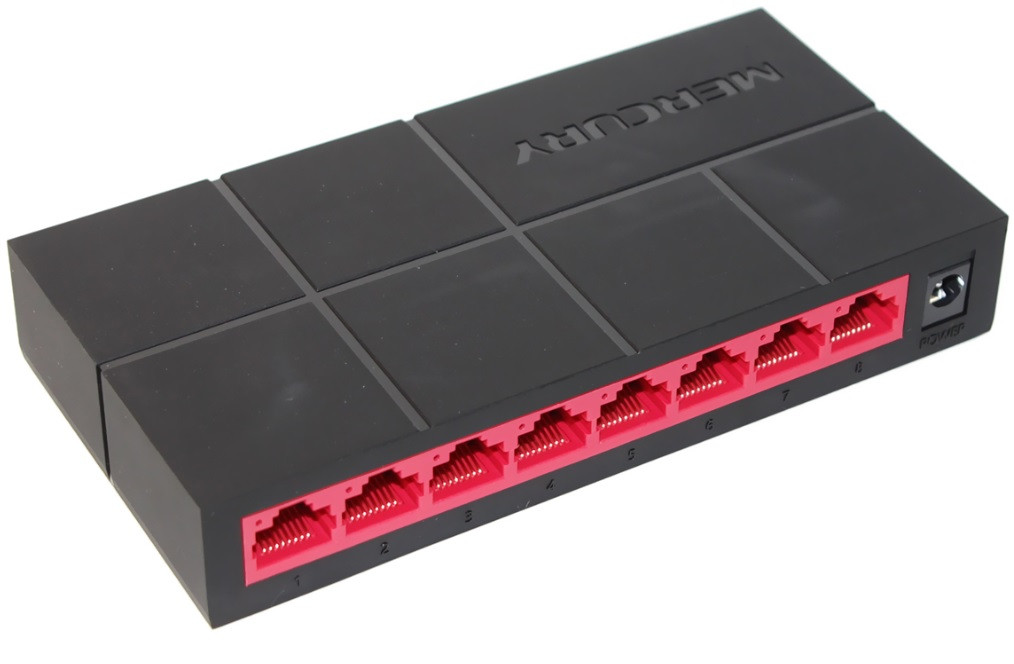 Коммутатор Mercury SG108M 8 портів Ethernet 10/100 Мбіт/1000 Мбіт/сек BOX Q40, фото №1