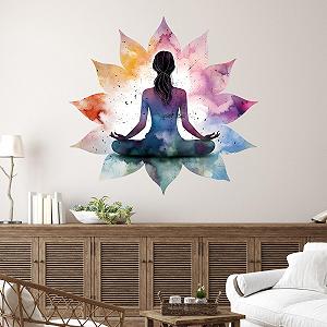 Наклейка на стіну GRAZDesign Yoga Flower of Life Colourful Bedroom Kitchen Living Room 61 x 57 см - Фото 1