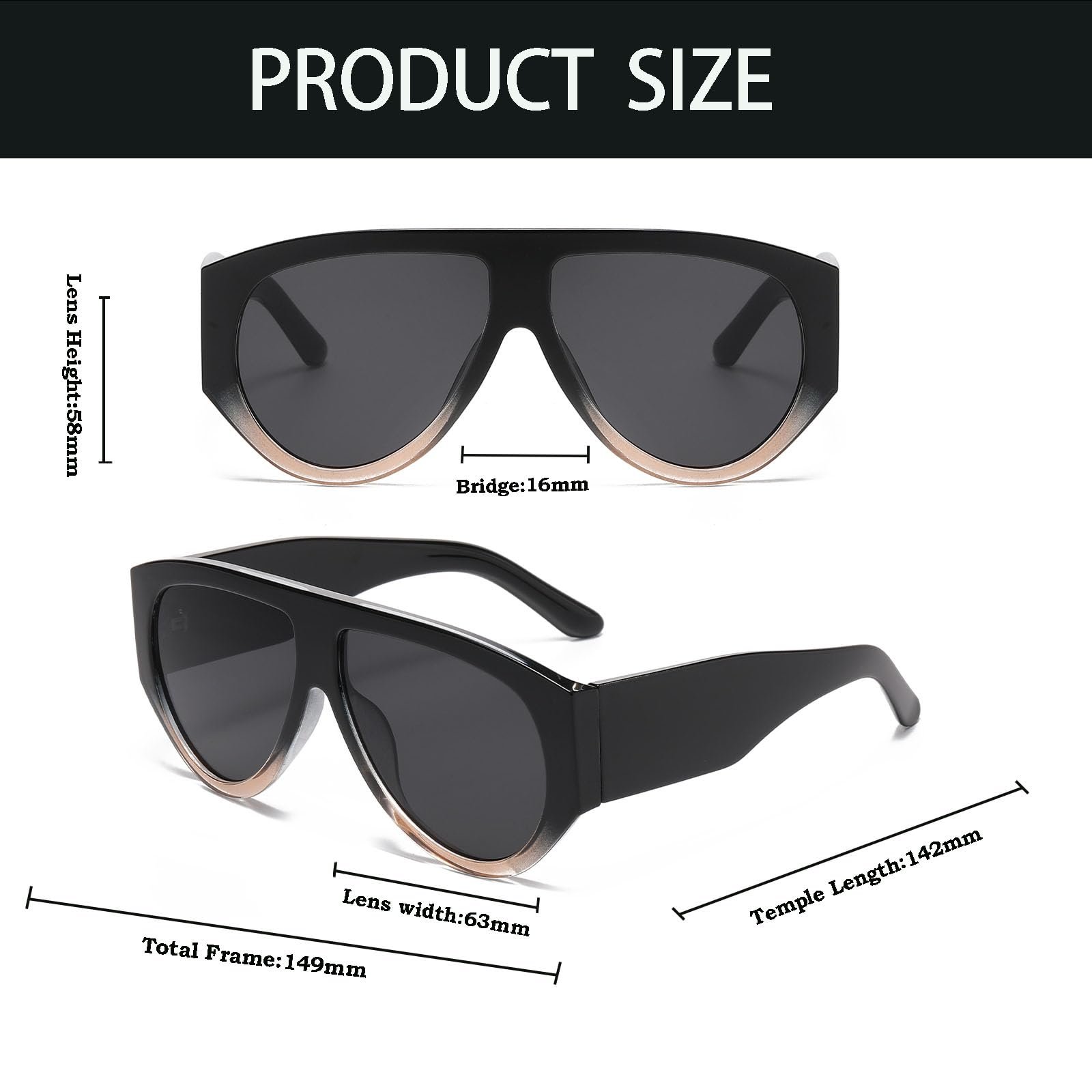 Сонцезахисні окуляри Авіатор YAMEIZE для чоловіків та жінок, великі, вінтажні, квадратні, з великою товстою оправою, захист UV400, фото №4 Сонцезахисні окуляри Авіатор YAMEIZE для чоловіків та жінок, великі, вінтажні, квадратні, з великою товстою оправою, захист UV400, фото №4