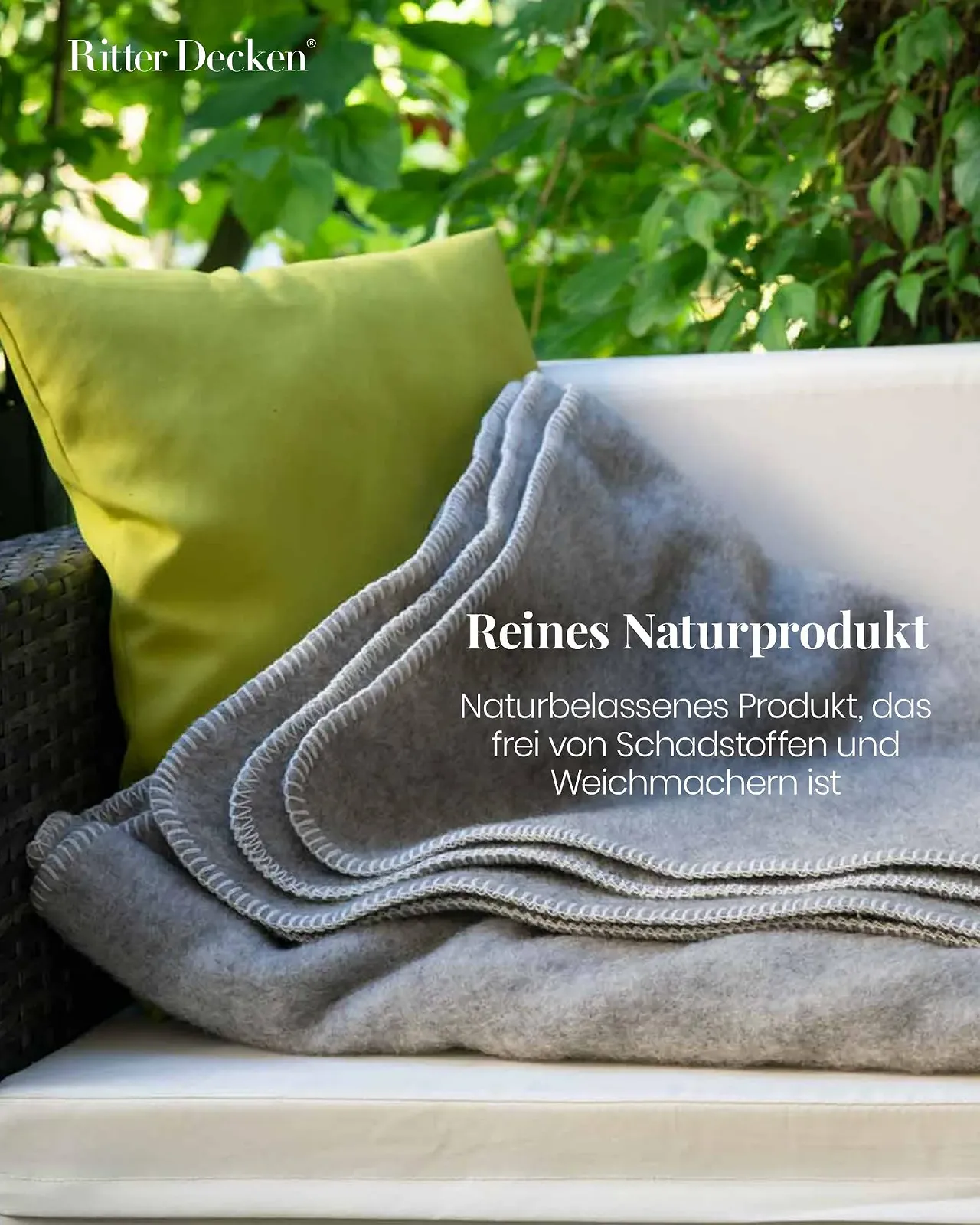 Покривало Ritter Decken Gotland з овечої вовни, Сіра, 150 x 100 см, фото №5