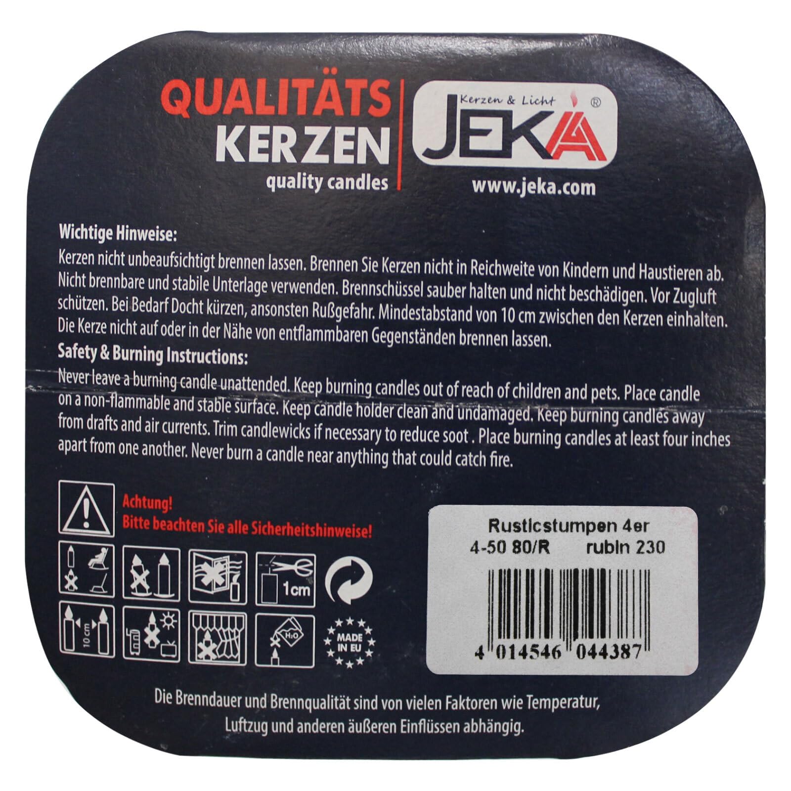 Свічки JEKA Kerzen GmbH Ebersbacher Rustic Pillar Bordeaux Діаметр 50 x Висота 80 мм 4 штуки, фото №5