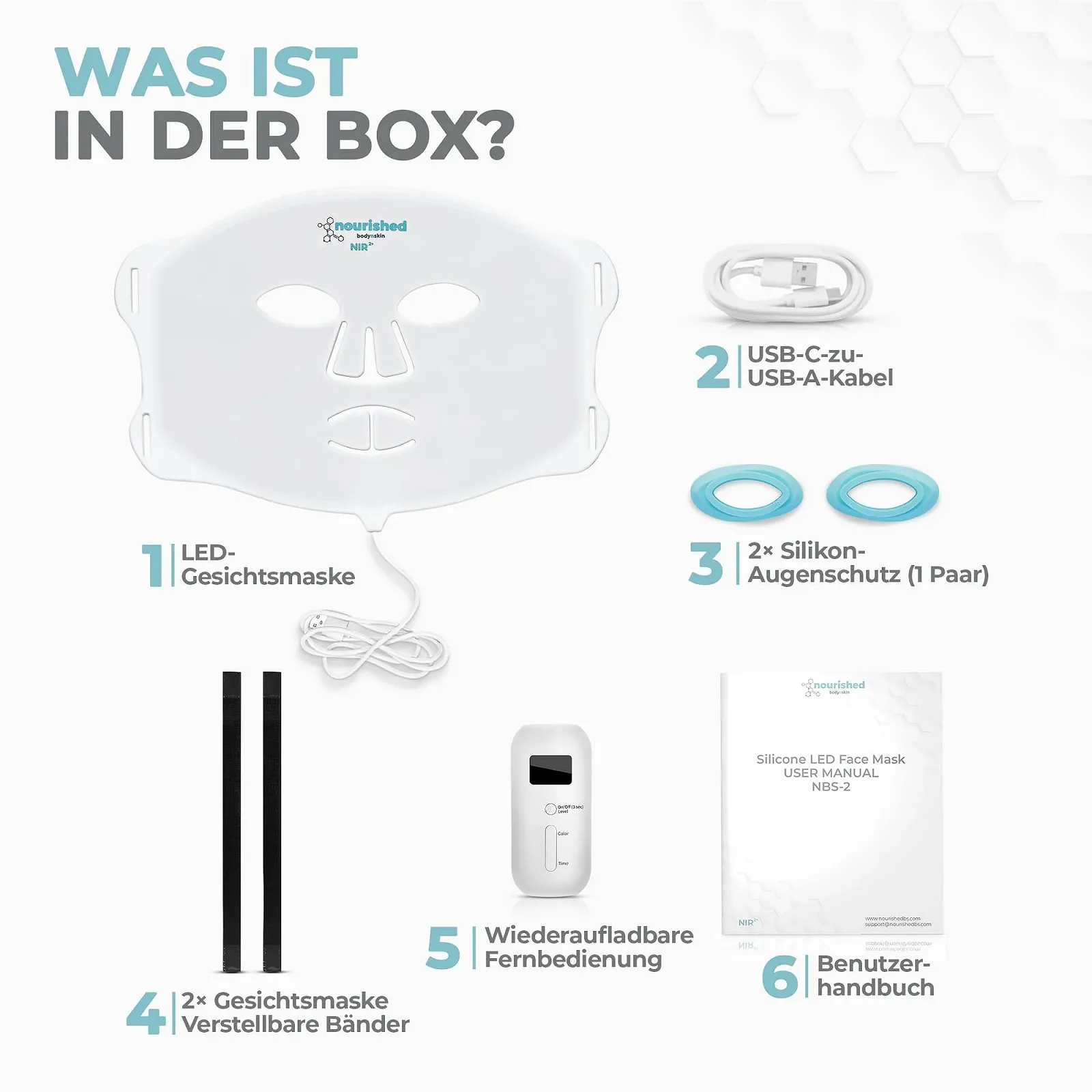 Маска для лица LED портативная Nourished Bodynskin с ближним инфракрасным излучением - 114 светодиодов, фото №6