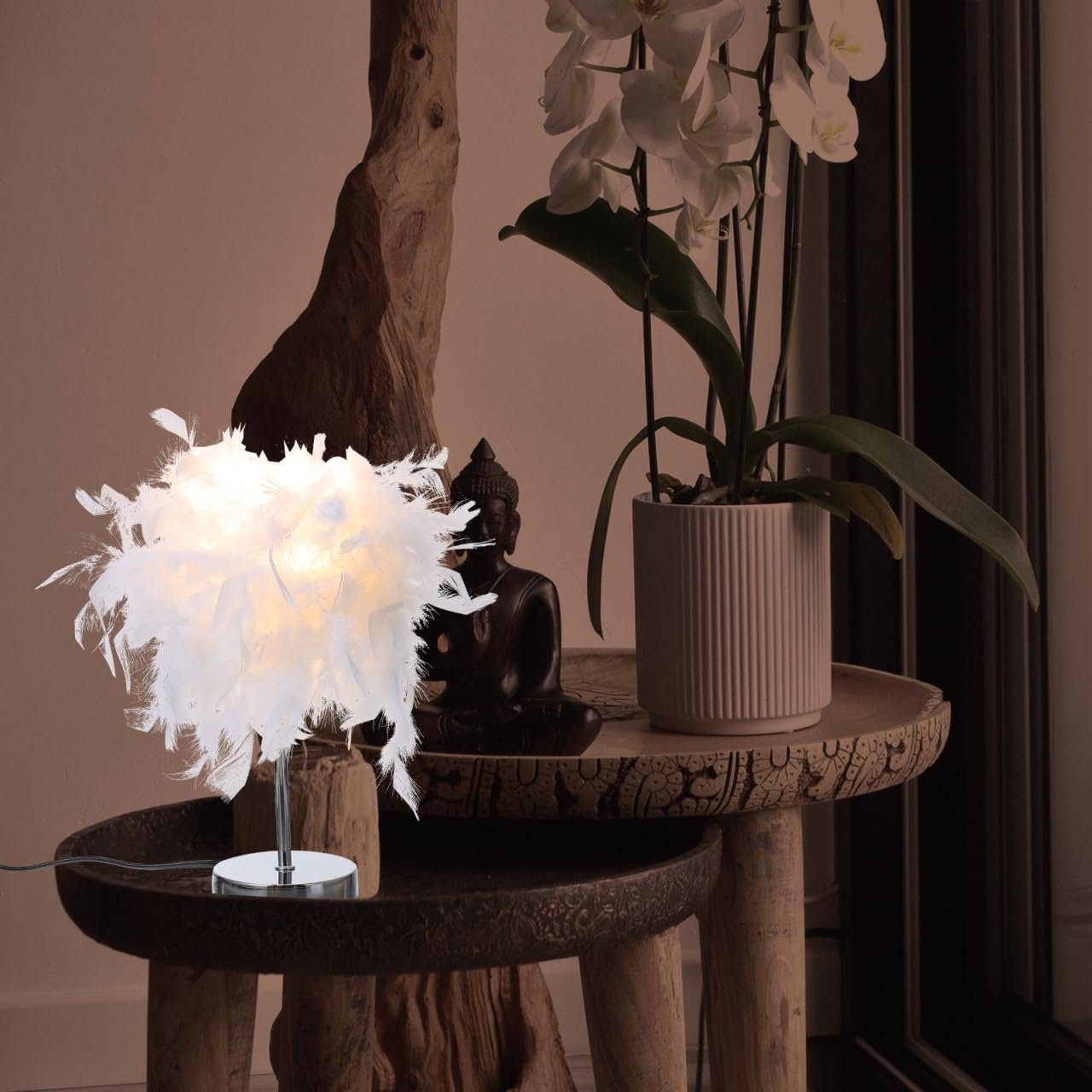 Настільна лампа UKCOCO з пір’ям White European Plug, фото №9