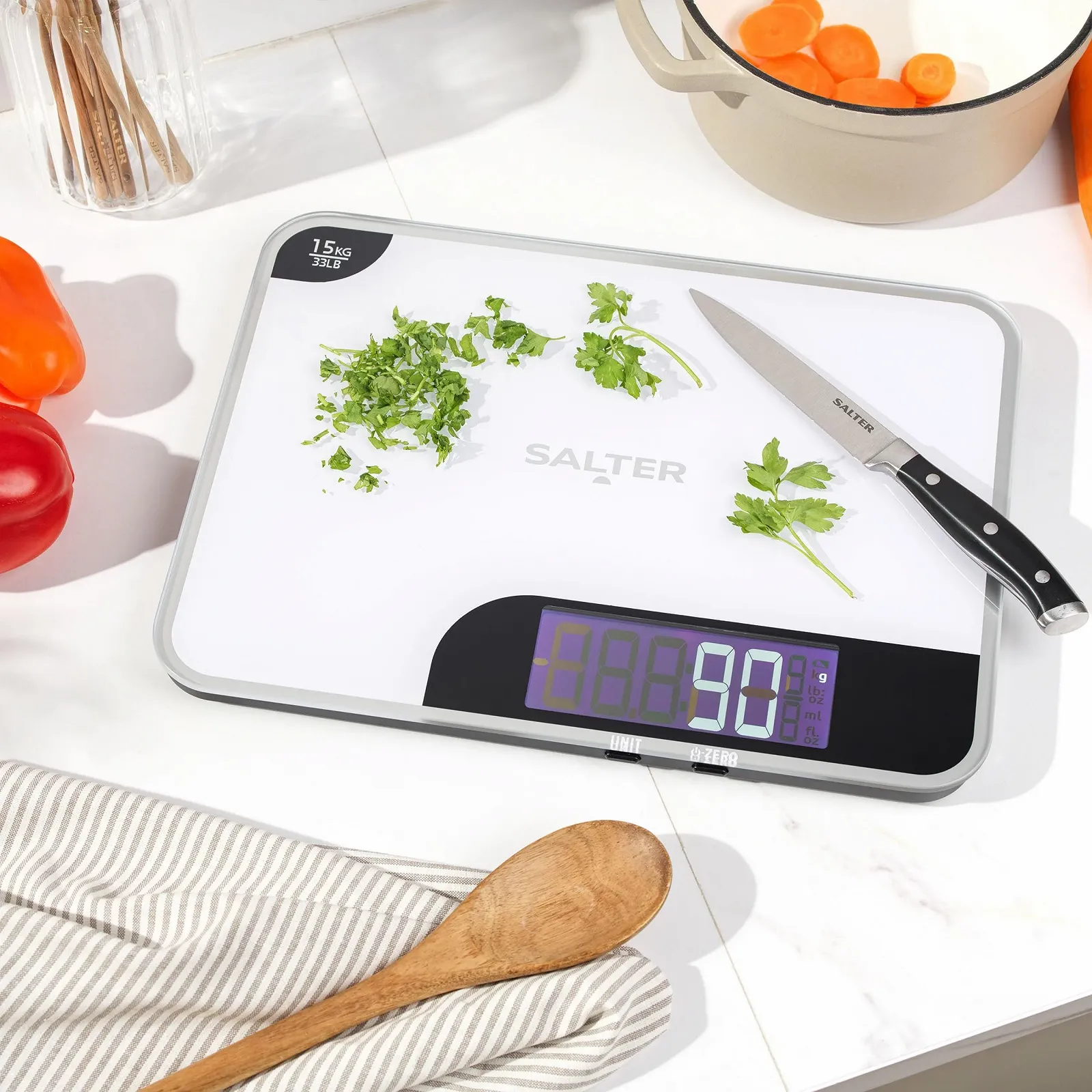 Цифрові кухонні ваги Salter Max Chopping Board 15кг White, фото №4