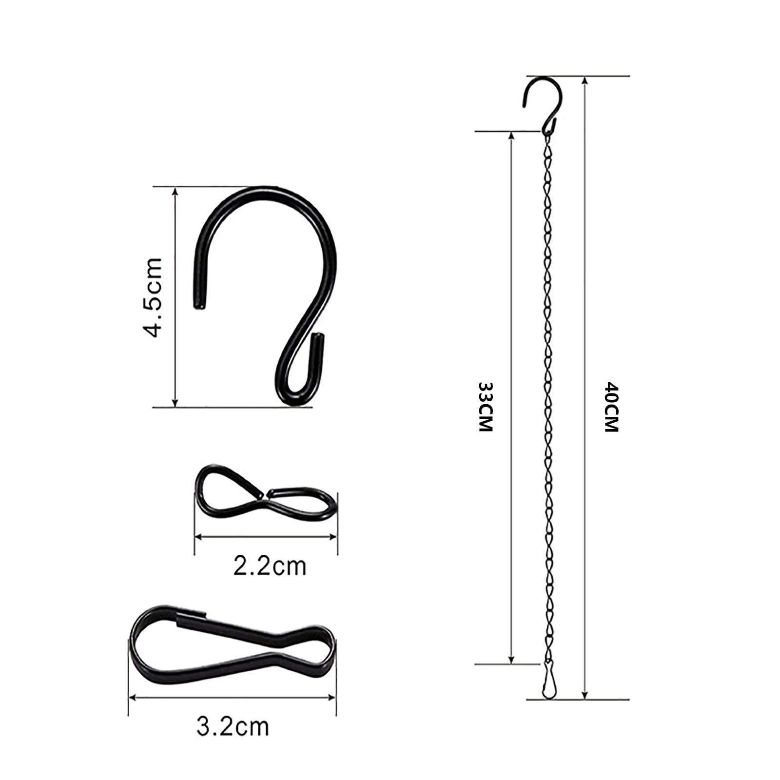 Цепочки для подвесных корзин Набор 9 шт. 40 см металлические Черный, фото №4 Цепочки для подвесных корзин Набор 9 шт. 40 см металлические Черный, фото №4