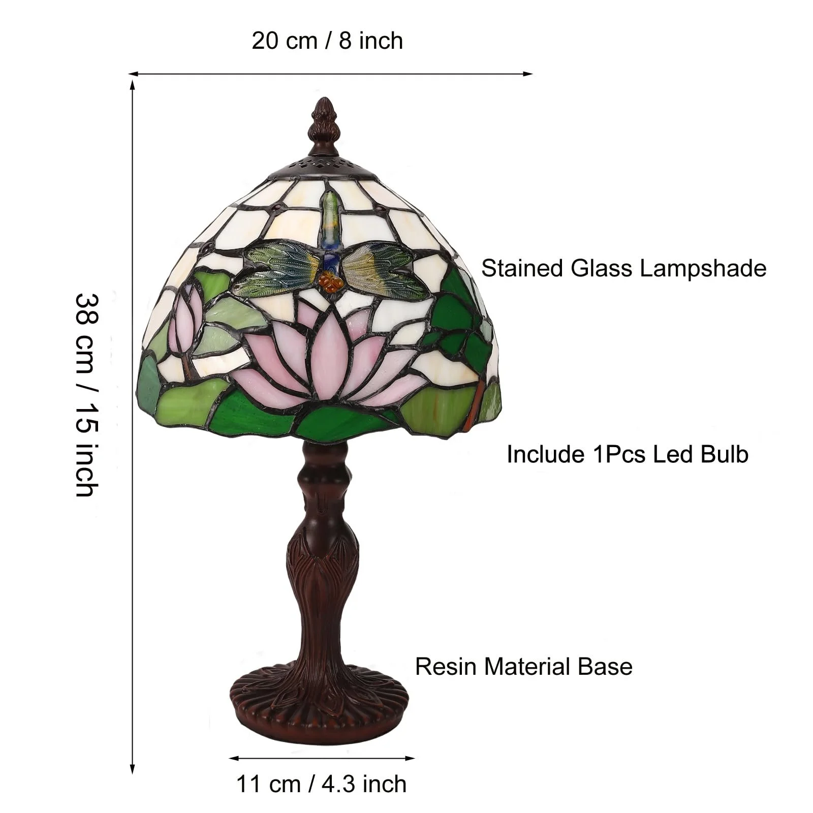 Настільна лампа Tiffany Dragonfly Pattern з LED лампою E27 Ретро, фото №7