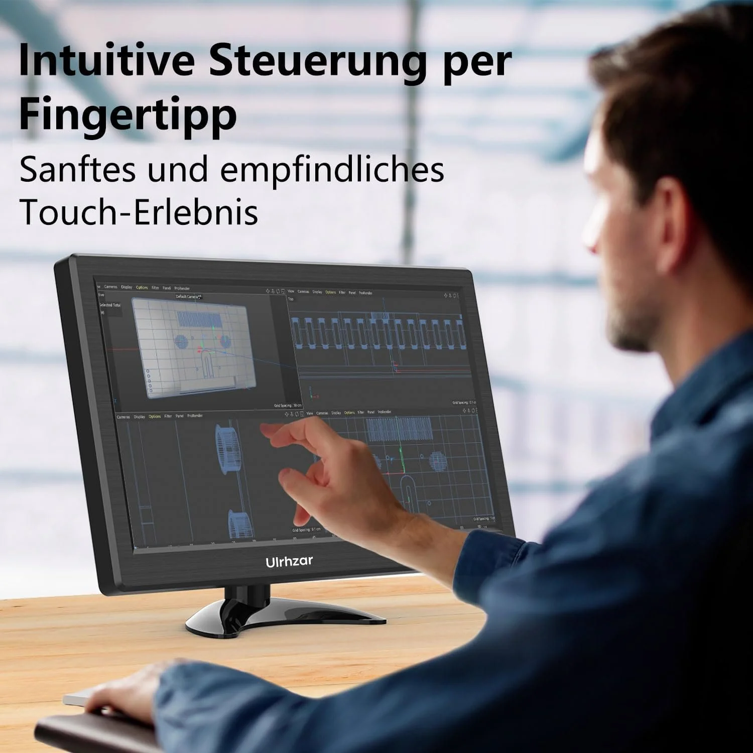 Портативний монітор 15.6'' Ulrhzar HD-156 Full HD IPS 60 Гц Black, фото №2